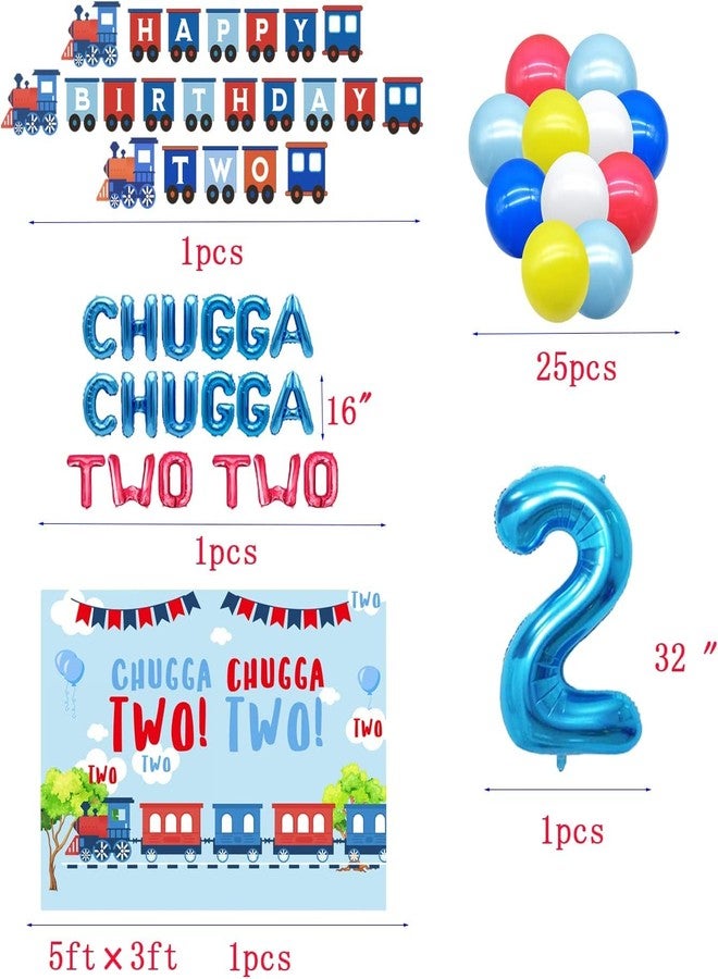 BEOXAGAR Chugga Chugga Two Two Birthday Party Supplies - 2nd Birthday Train Decorations and Party Plates - Image 2